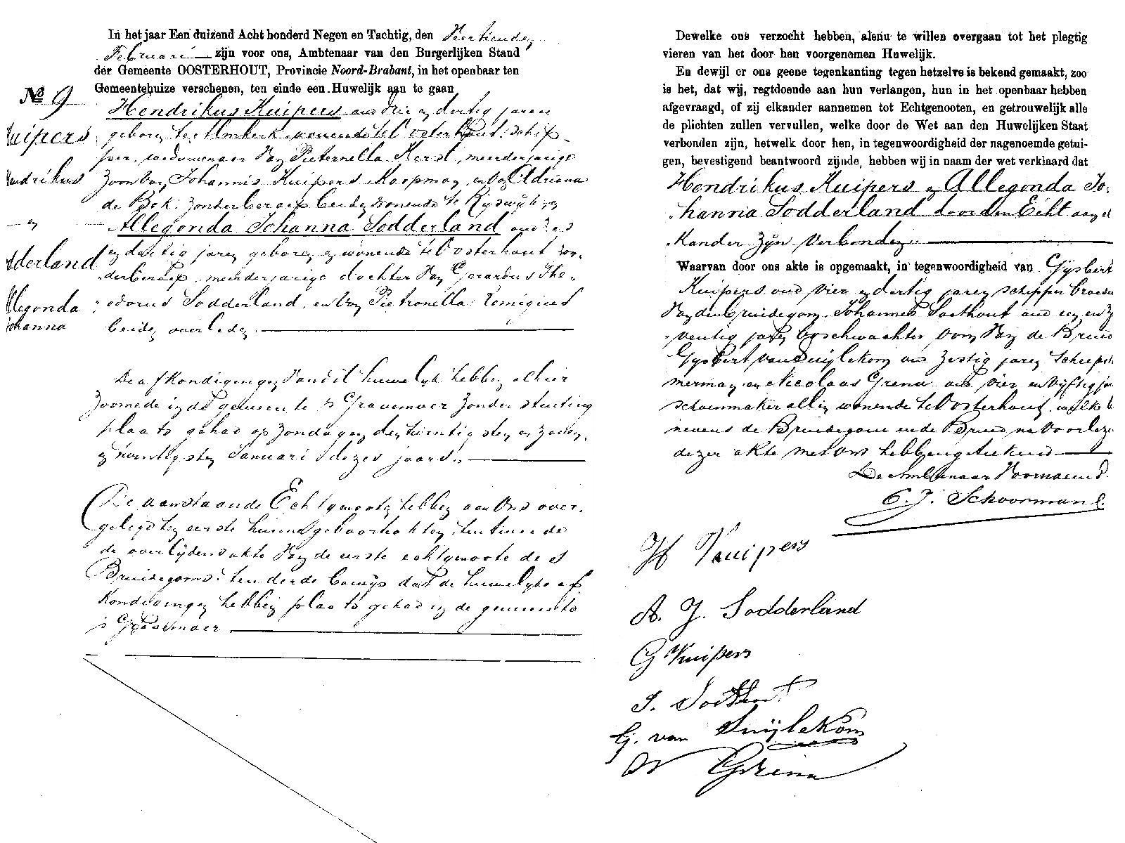 18890214 huw akte 9 Hendrikus Kuipers - Alegonda J Sodderland